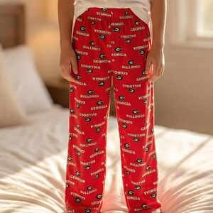Team Athletic Georgia Bulldogs Kids Red Fleece Pajama Pants NCAA UGA Loungewear